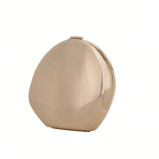 Mirrored Shell-Shaped Women’s Shoulder & Clutch Bag – Metallic Chain Strap Evening Purse for Parties & Banquets