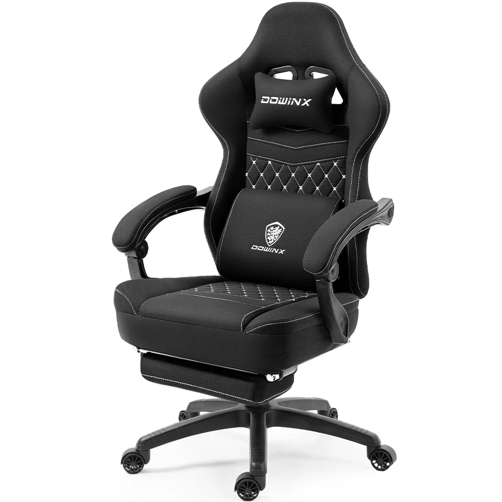 Dowinx Gaming Chair – Breathable Fabric Computer Chair with Pocket Spring Cushion, Gel Pad & Side Storage Bag