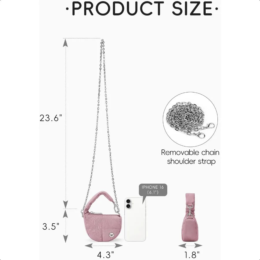 Westbronco ER Mini Coin Pouch – Quilted Nylon Wristlet Purse, Tiny Puffer Keychain Bag for Women