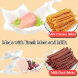Soft Chew Dog Treats – Dried Milk & Duck Sticks, Healthy High-Protein Snacks for Small, Medium & Large Dogs (100g / 300g Packs)