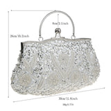 Women’s Retro Beaded Embroidered Tote – Small Evening Clutch Purse with Shoulder Chain for Weddings & Parties