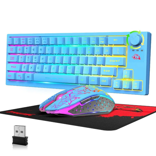 MambaSnake X Ziyou Lang Wireless Keyboard & Mouse Combo – Rechargeable 64-Key Compact RGB LED Backlit Set