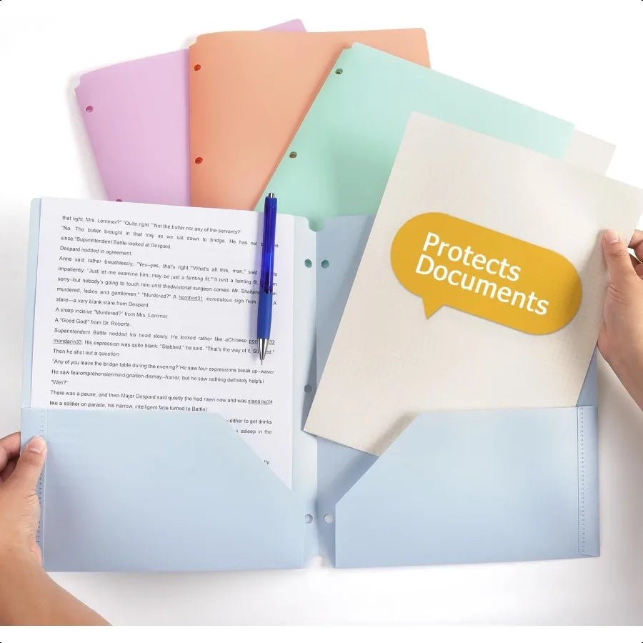Pastel Colored Plastic Folders with Pockets – Heavy Duty 3-Ring 4-Pack for Documents 📁🌈