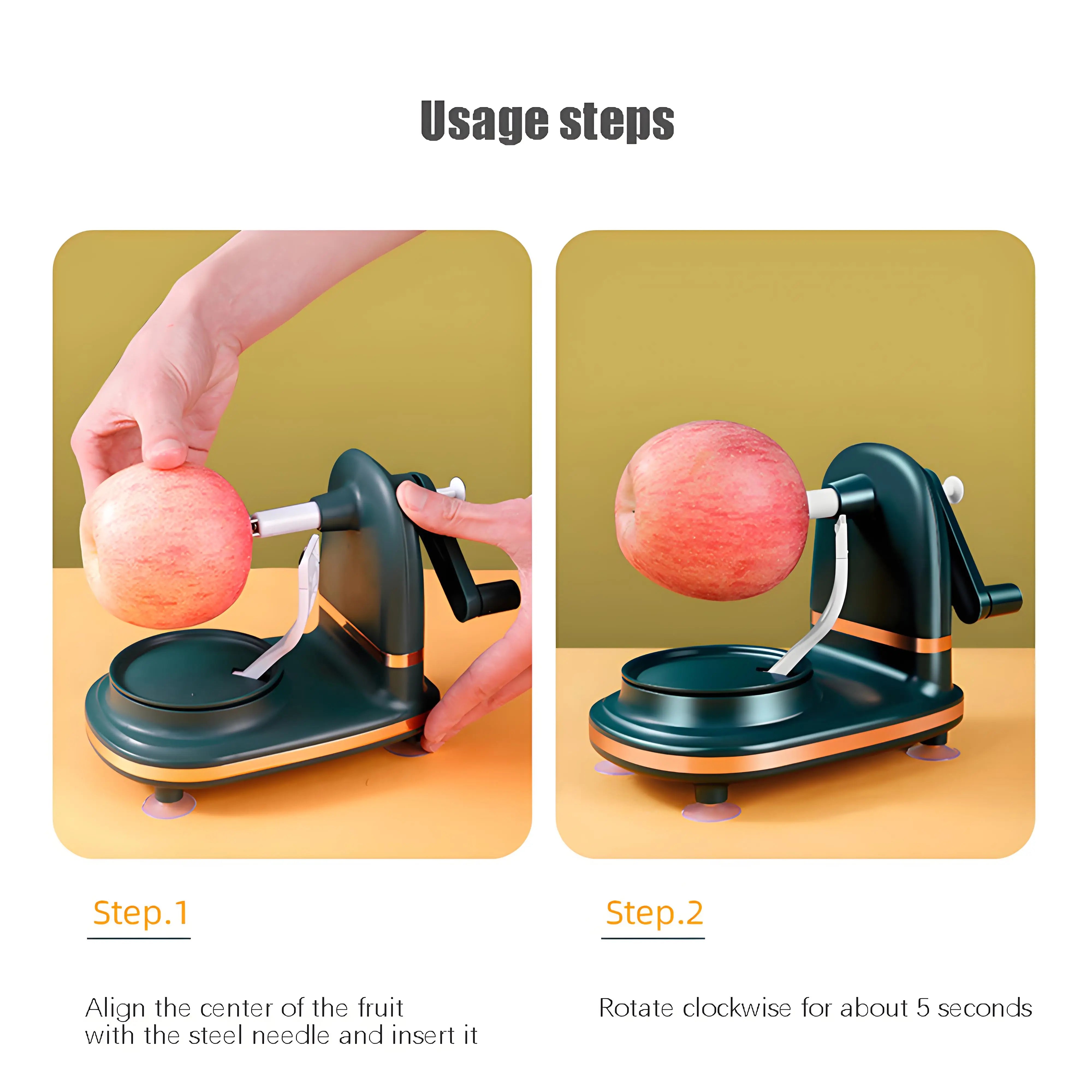 Manual Hand Crank Fruit Peeler – Labor-Saving Kitchen Tool with Suction Cup for Safe & Easy Peeling