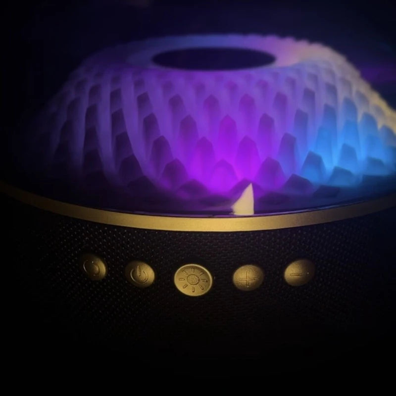 Wireless Bluetooth Smart Speaker – Transparent Glass Desktop Subwoofer with Surround Sound & Colorful Atmosphere Lights