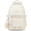 Girls Aesthetic Backpack for School & College – Cute Beige Bookbag with Accessories