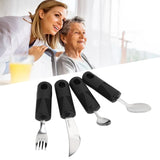 4-Piece Non-Slip Rubber Handle Stainless Steel Utensil Set – Spoon • Fork • Steak Knife • Teaspoon
