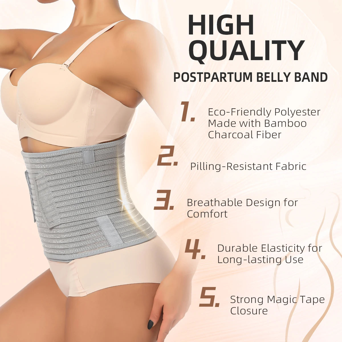 Postpartum Waist Support Belt – Adjustable Compression Trainer for Fast Recovery, Breathable Cincher for New Moms