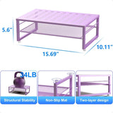 2‑Tier Metal Monitor Stand Riser & Desk Organizer – Purple