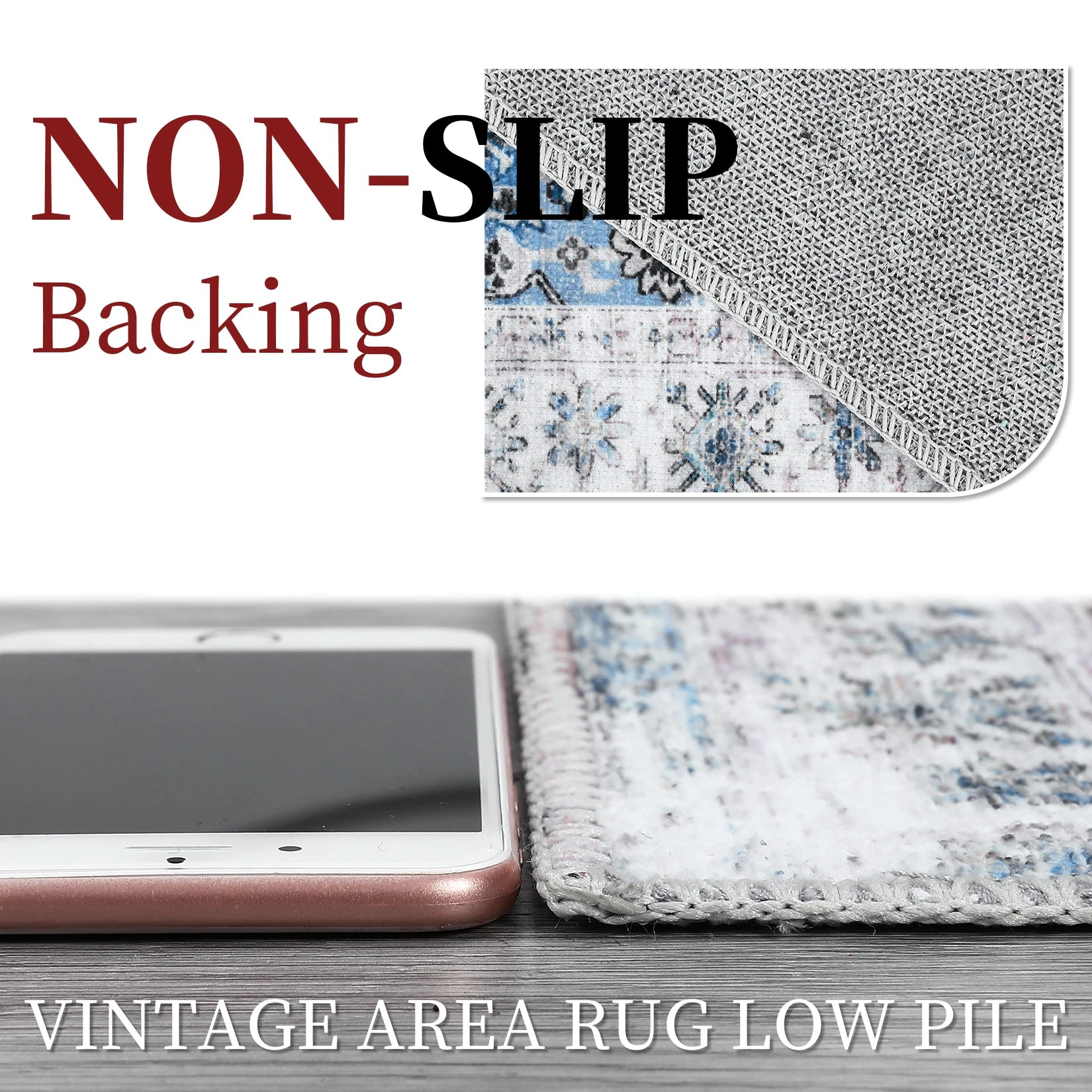 Large Vintage Area Rug 10x13 – Washable Stain-Resistant Carpet with Non-Slip Backing for Living Room & Indoor Décor