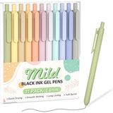 Retractable Soft Gel Ink Pens – 11 Pack Black Ink Fine Point (0.5 mm) Smooth Writing Cute Pens for Office & School
