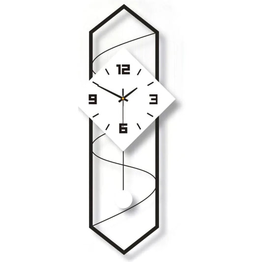 Modern Swing Pendulum Wall Clock – Silent Quartz Metal Wall Clock with Hook | Large Minimal Home Décor Clock