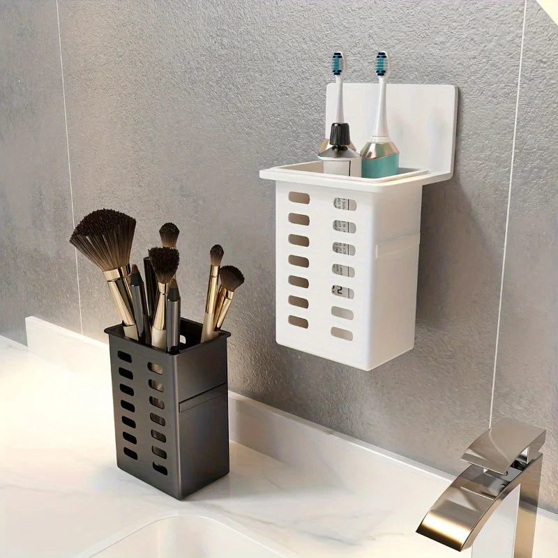 Wall-Mounted Toothbrush & Toothpaste Stand – Single-Functional Storage Rack for Bathroom