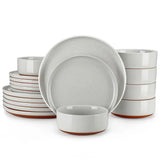 MALACASA Tara 18-Piece Stoneware Dinnerware Set – Rustic Modern Tableware for 6