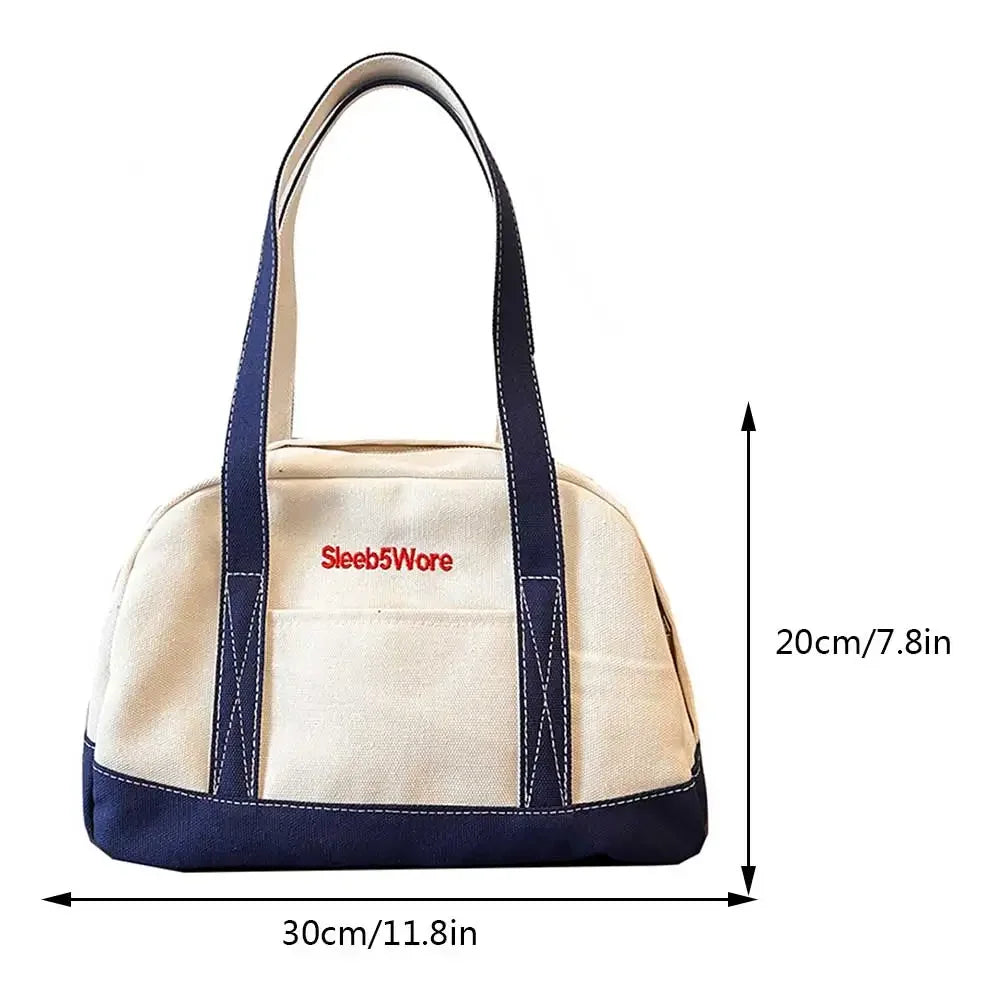 Women’s Canvas Tote Bag – Large Capacity Casual Shoulder Bag with Designer Letter Print for Daily Use 👜✨