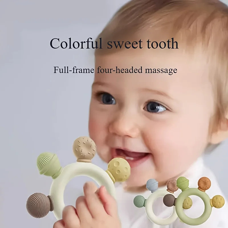 “Baby Silicone Teether – Soft BPA-Free Teething Stick Toy for Grasp Training, Biting & Chewing Relief for Infants & Toddlers”