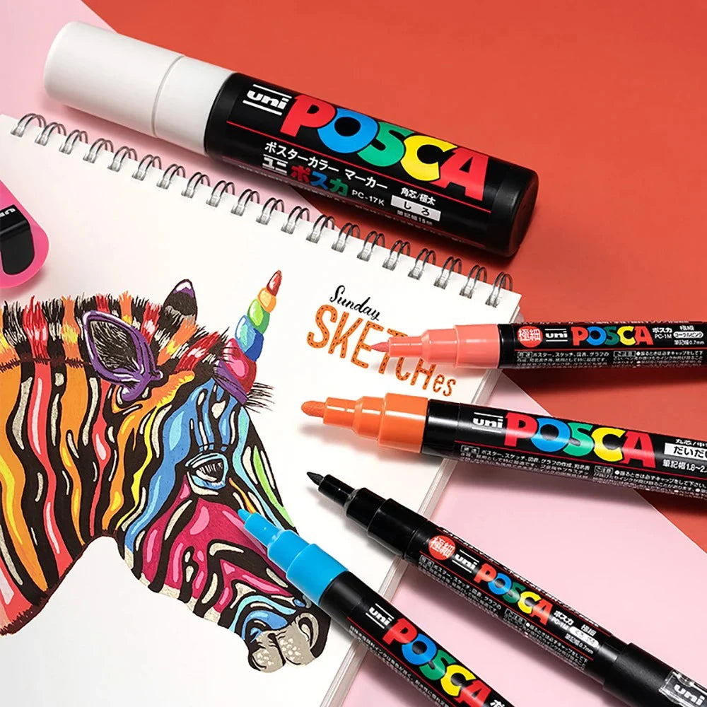 12-Color Water-Based Acrylic Marker Set – Japan UNI POSCA PC-1M (0.7 mm) for Pop Painting & Graffiti 🎨