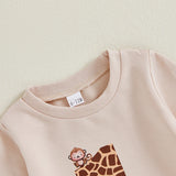 Baby Boy First Birthday Outfit – Animal Print Long Sleeve Sweatshirt & Elastic Waist Pants Set for Fall Celebrations