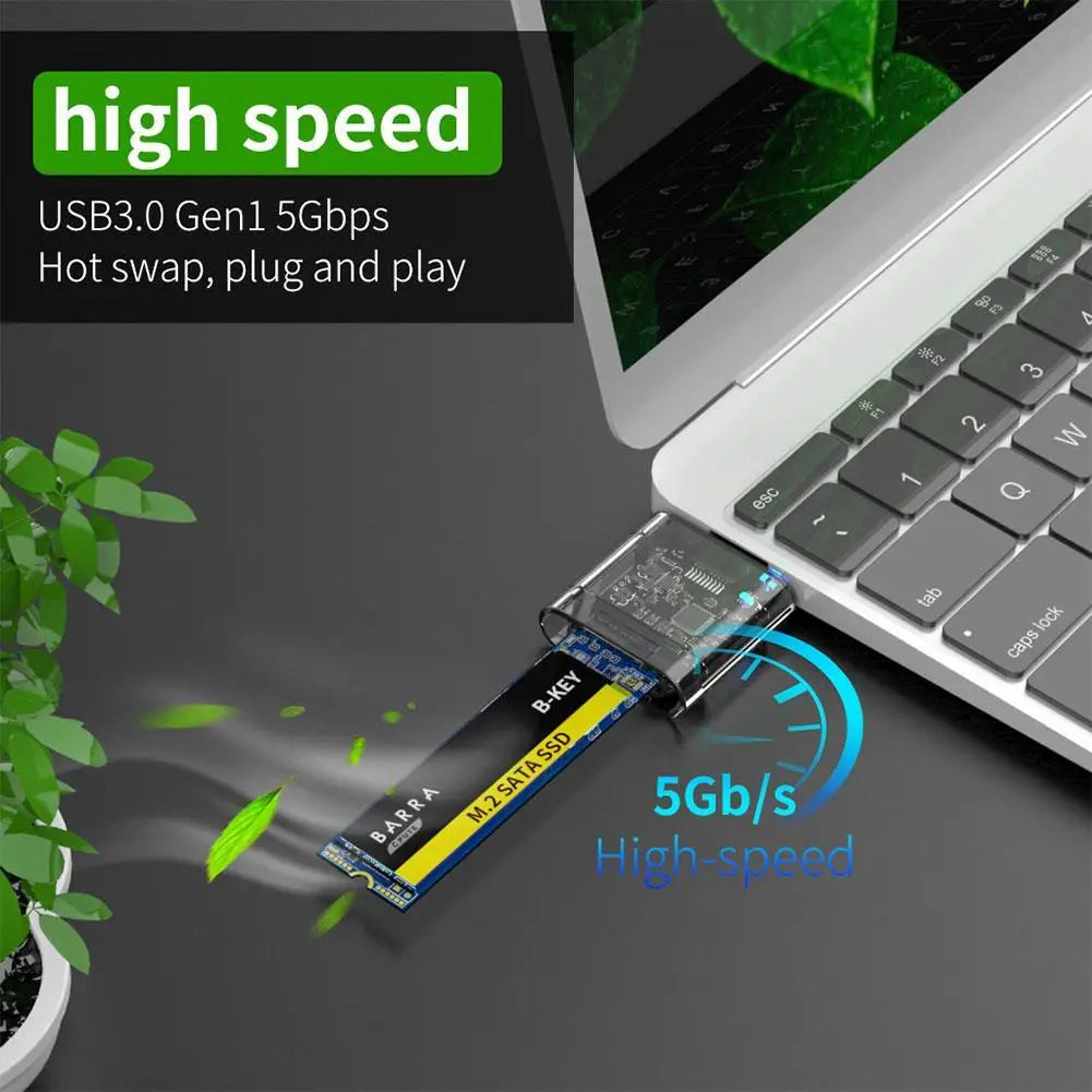 M.2 SSD Case – SATA Chassis with USB 3.0 Gen 1 Adapter, Portable Disk Box for NGFF M.2 SATA SSD