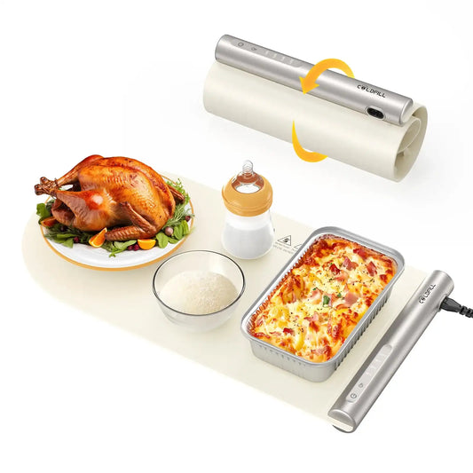 Household Electric Food Warming Tray – Foldable Food Warmer Plate with 4 Adjustable Temperature Settings for Fast & Constant Heating