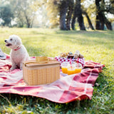 Thermal Cooler Outdoor Wicker & Rattan Picnic Bag – Waterproof Lunch Box Camping Basket with Strap & Zipper (22 × 14 × 12 cm)