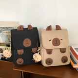 Kawaii Capybara Backpack for Women – Adjustable Strap School & Travel Bookbag with Zipper Closure