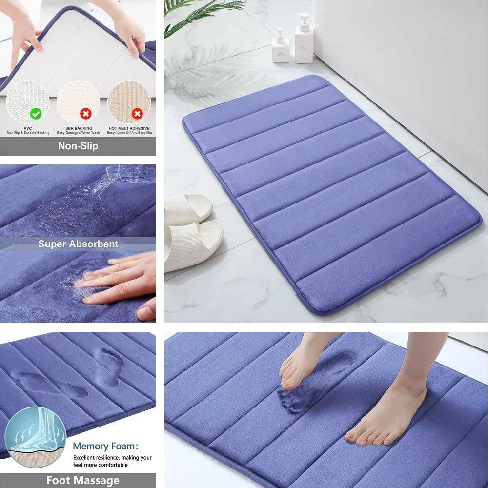 Super Absorbent Memory Foam Bath Mat – Non-Slip Soft Bathroom Rug for Shower, Bathtub, Toilet 🚿🛁