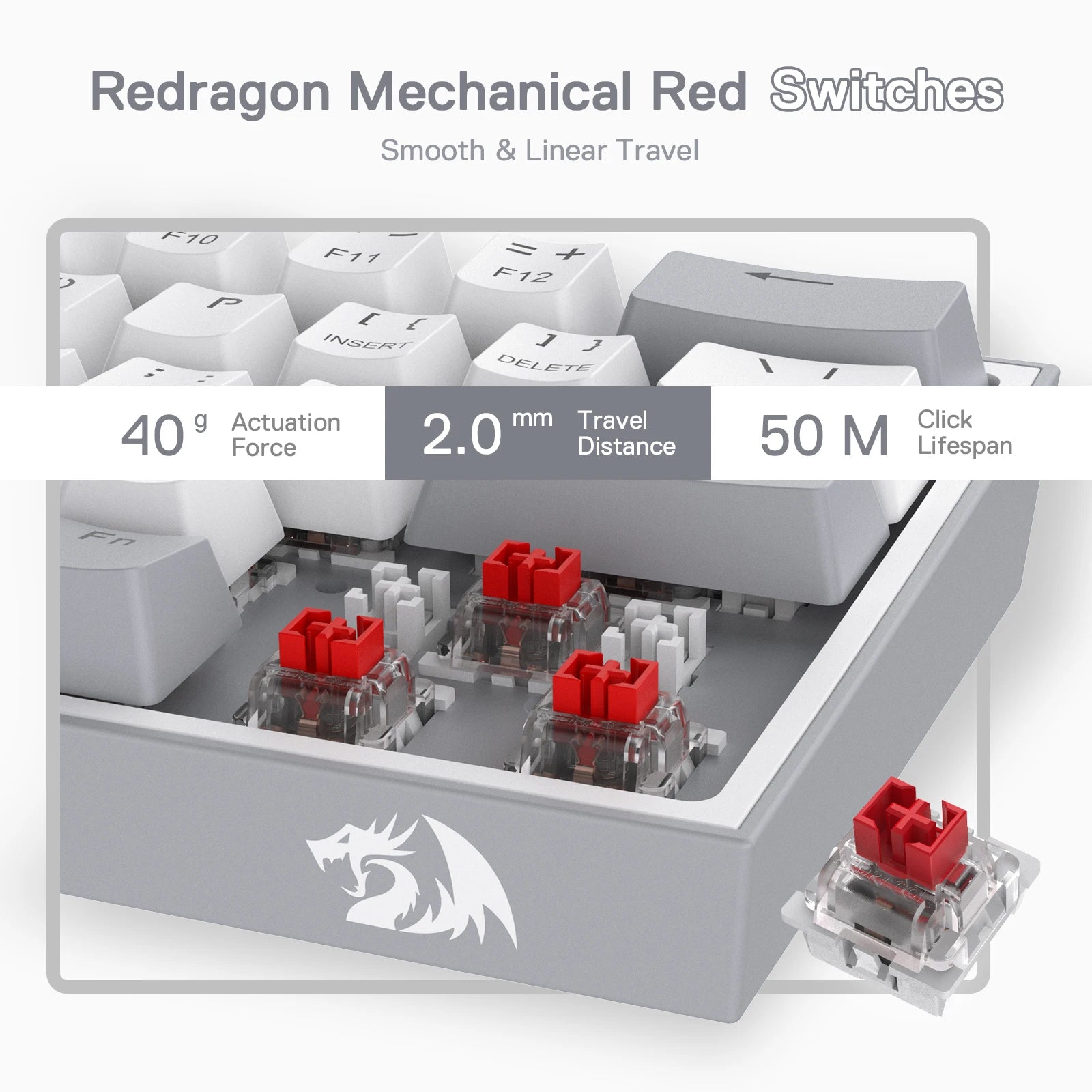 Redragon K617 Fizz 60% RGB Gaming Keyboard – 61 Keys Compact Hot-Swap Mechanical Keyboard with Red Switches