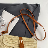 Women’s Summer Straw Tote Bag – Handmade Woven Paper Rope Crossbody with Adjustable Straps, Fashion Mobile Phone Bag