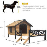 Wooden Large Dog House (43.3"L × 69.9"W × 32.7"H) – Extreme Outback Log Cabin Weatherproof Outdoor Kennel with Elevated Base