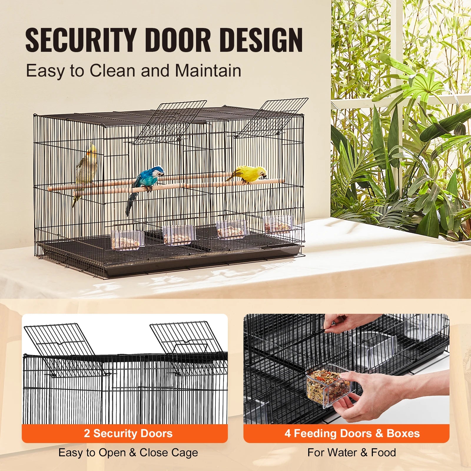 Succebuy 30in Flight Bird Cage – Stackable Divided Travel Cage with Handle & Perch for Small Birds and Pets