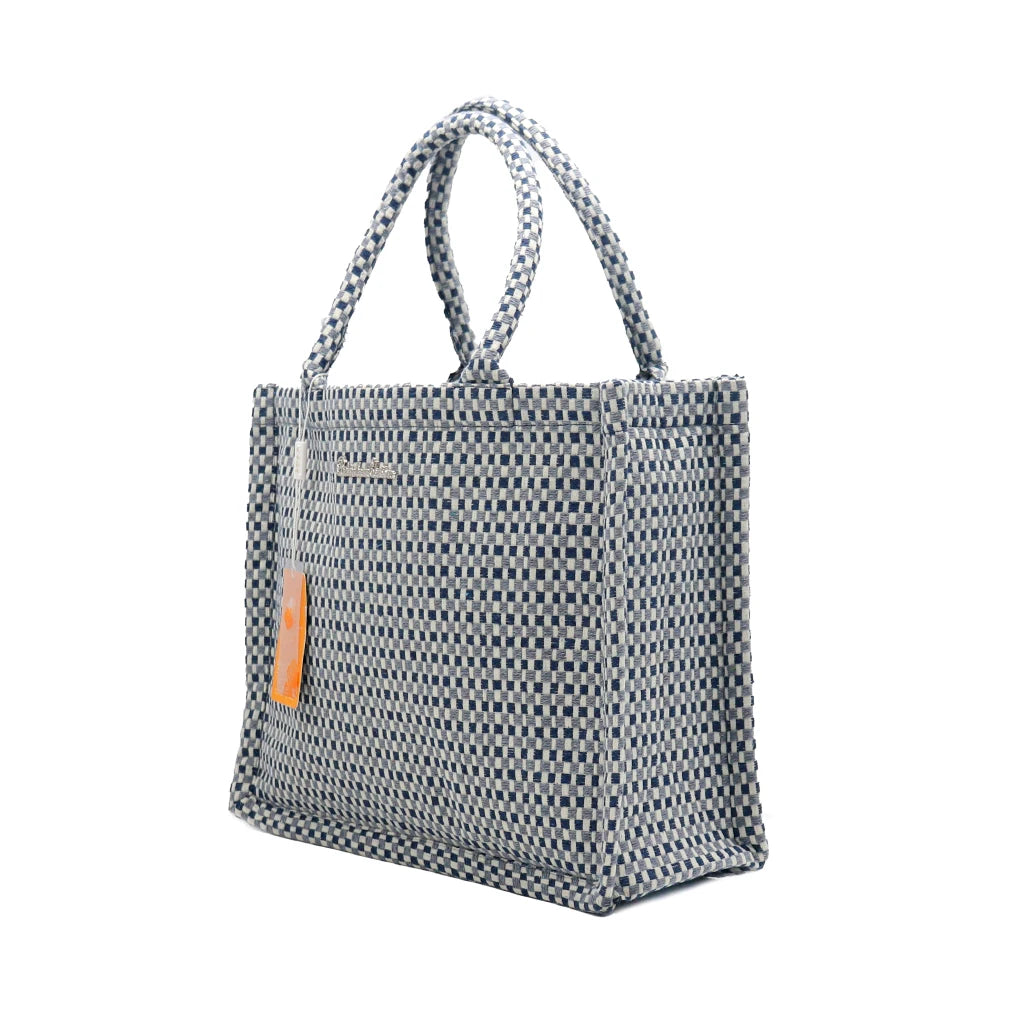 Women’s Woven Plaid Shoulder Bag – Large Capacity Eco-Friendly Satchel Handbag