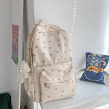 Floral Print Backpack with Decorative Pendant – Large Capacity Girls College & School Travel Bookbag
