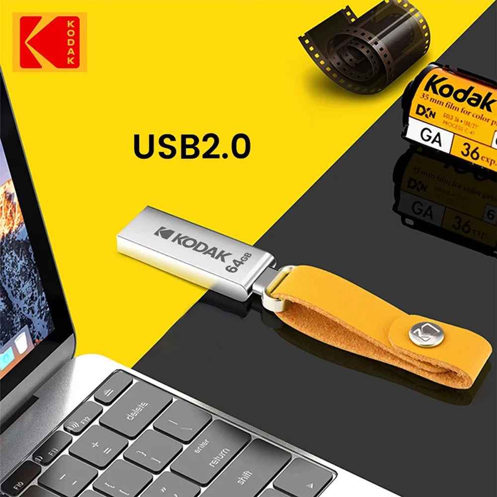 Kodak K122 Metal USB Flash Drive – Durable Pen Drive Memory Stick 32GB/64GB/128GB for Laptops, PCs & Data Backup