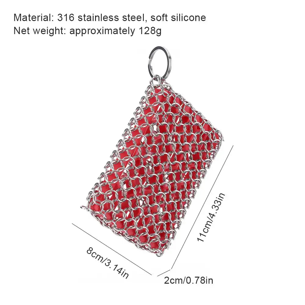 Stainless Steel Chainmail Scrubber for Cast Iron – Heavy-Duty Skillet & Pan Cleaner 🥘🔗