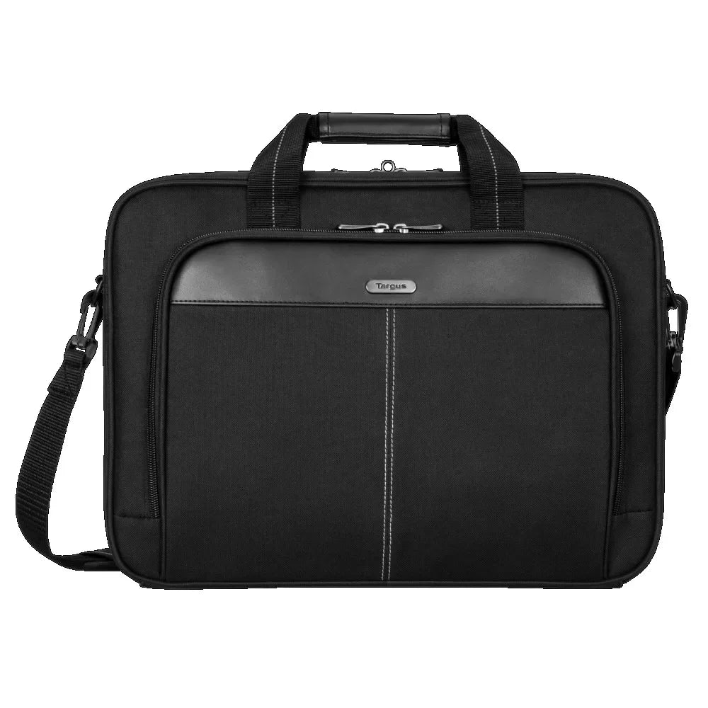 Targus Classic Slim Laptop Briefcase – Lightweight Black Polyester Bag for Laptops up to 16″ with Shoulder Strap