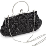 Beaded Women’s Evening Clutch with Chain-Shoulder Strap – Wedding Party Handbag