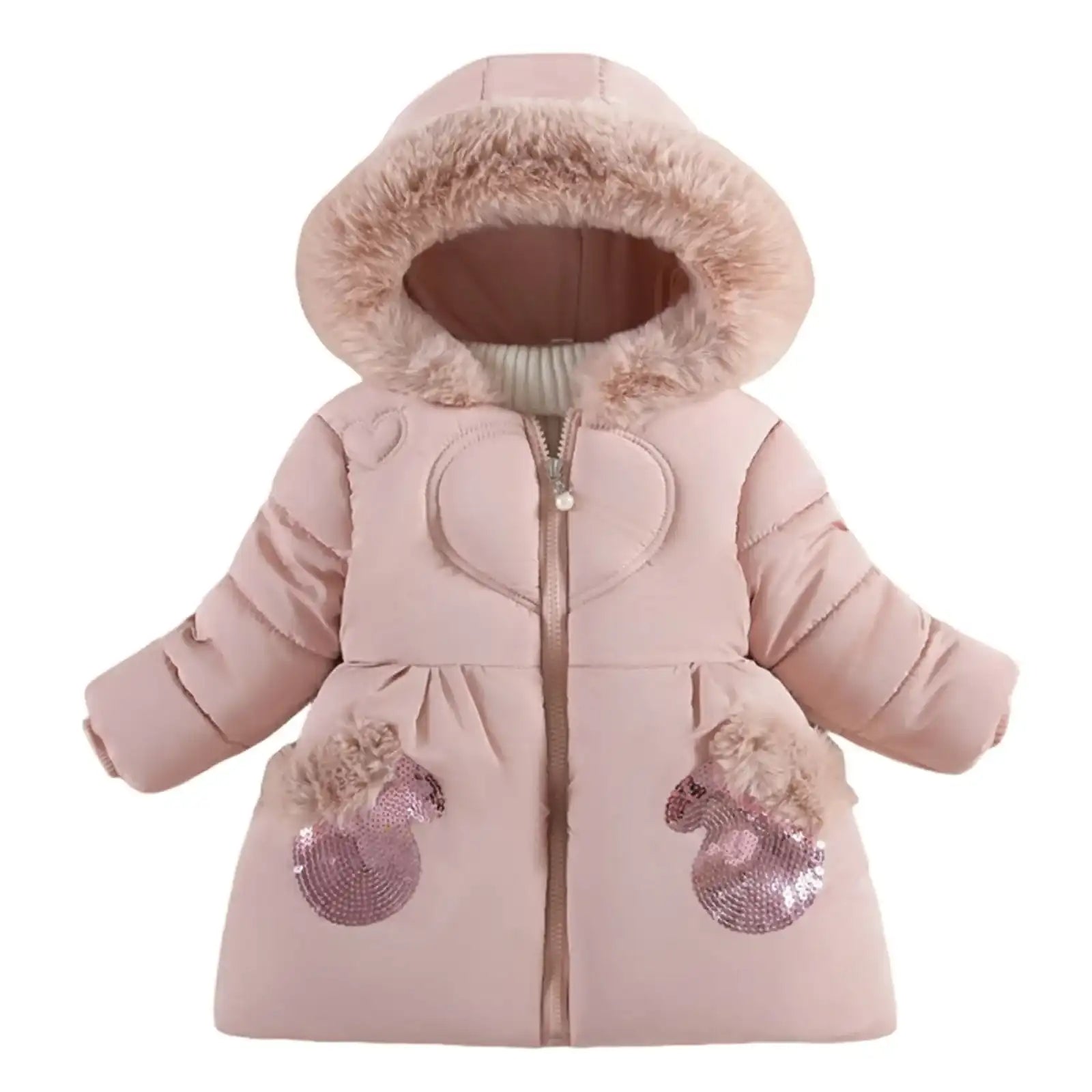 Solid Colour Fleece Hooded Zip-Up Jacket for Toddler Girls (Ages 1-4)