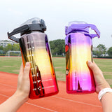 3PCS Leak-Proof Gradient Sports Water Bottles with Straws & Time Markers – Fitness, School & Office