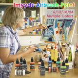 24-Color Airbrush Acrylic Paint Set – Brilliant Opaque Water-Based Paints for Artists 🎨✨