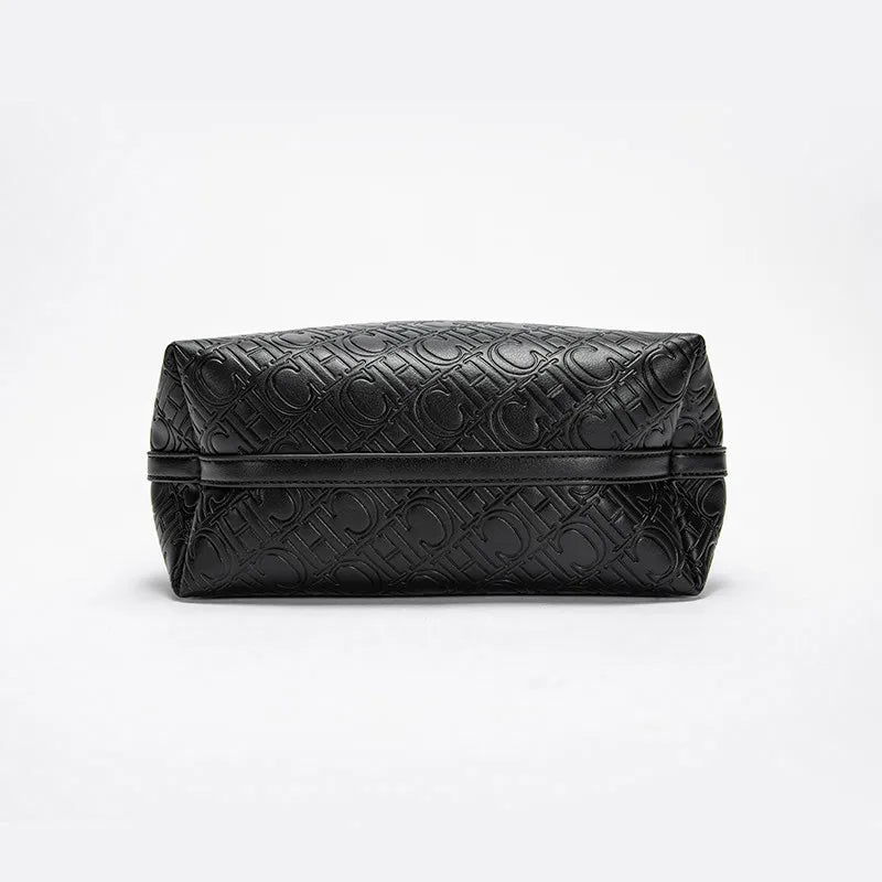 Women’s PU Leather Hard-Body Shoulder Bag – Large Capacity Embossed-Letters Casual Tote