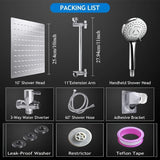 Bathroom Chrome-Plated Concealed Stainless Steel Pressurized Shower Set with Extended Lever Arm & Top Spray