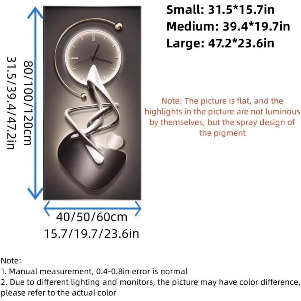 3D Visual Wall Décor Clock – Modern Wall Mount Painting Clock for Living Room, Bedroom & Foyer (Orange Large Design)