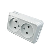 White Wall Mount EU Standard Power Socket – Vintage Style Electrical Outlet with Grounding, Flame-Retardant Plastic Surface Plug for Home & Office