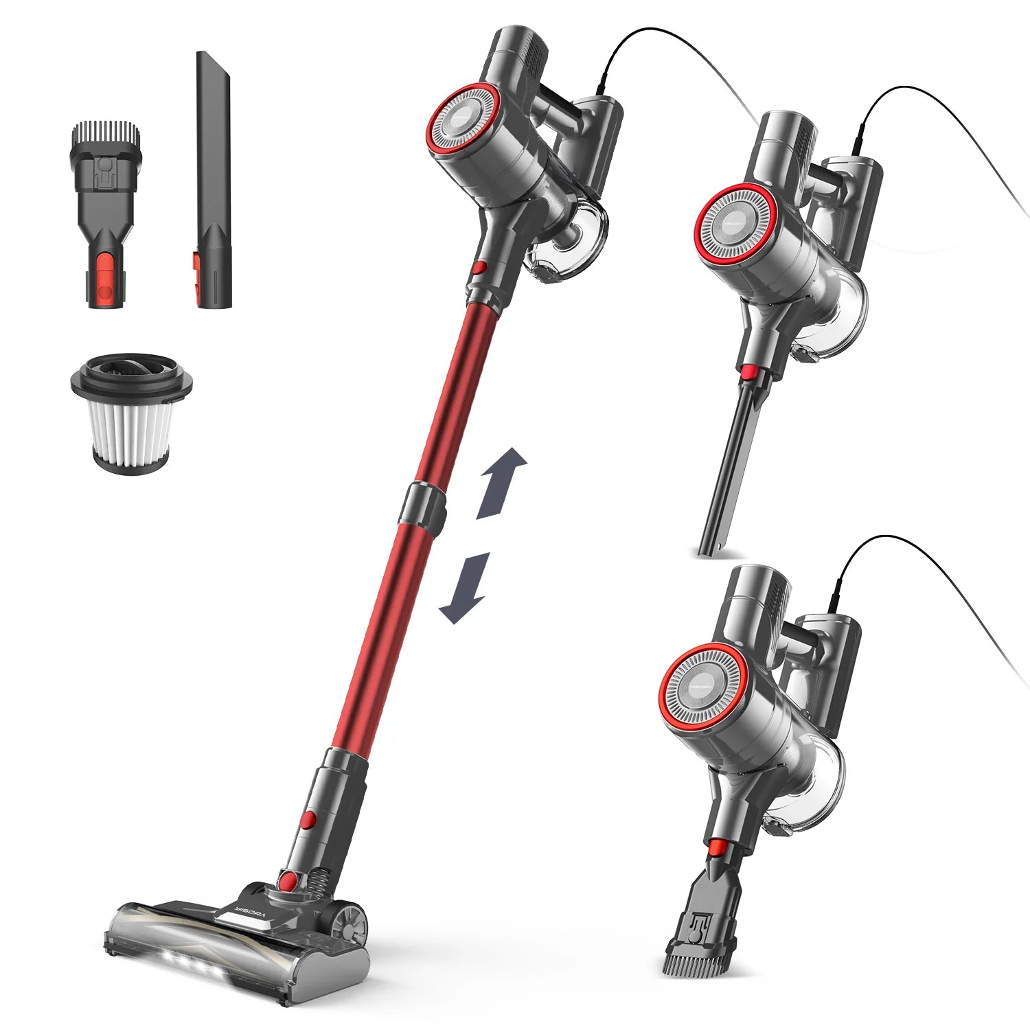 DEVOAC Corded Vacuum Cleaner 600W 23 kPa – 6-in-1 Hand-Stick Vacuum with HEPA Filtration