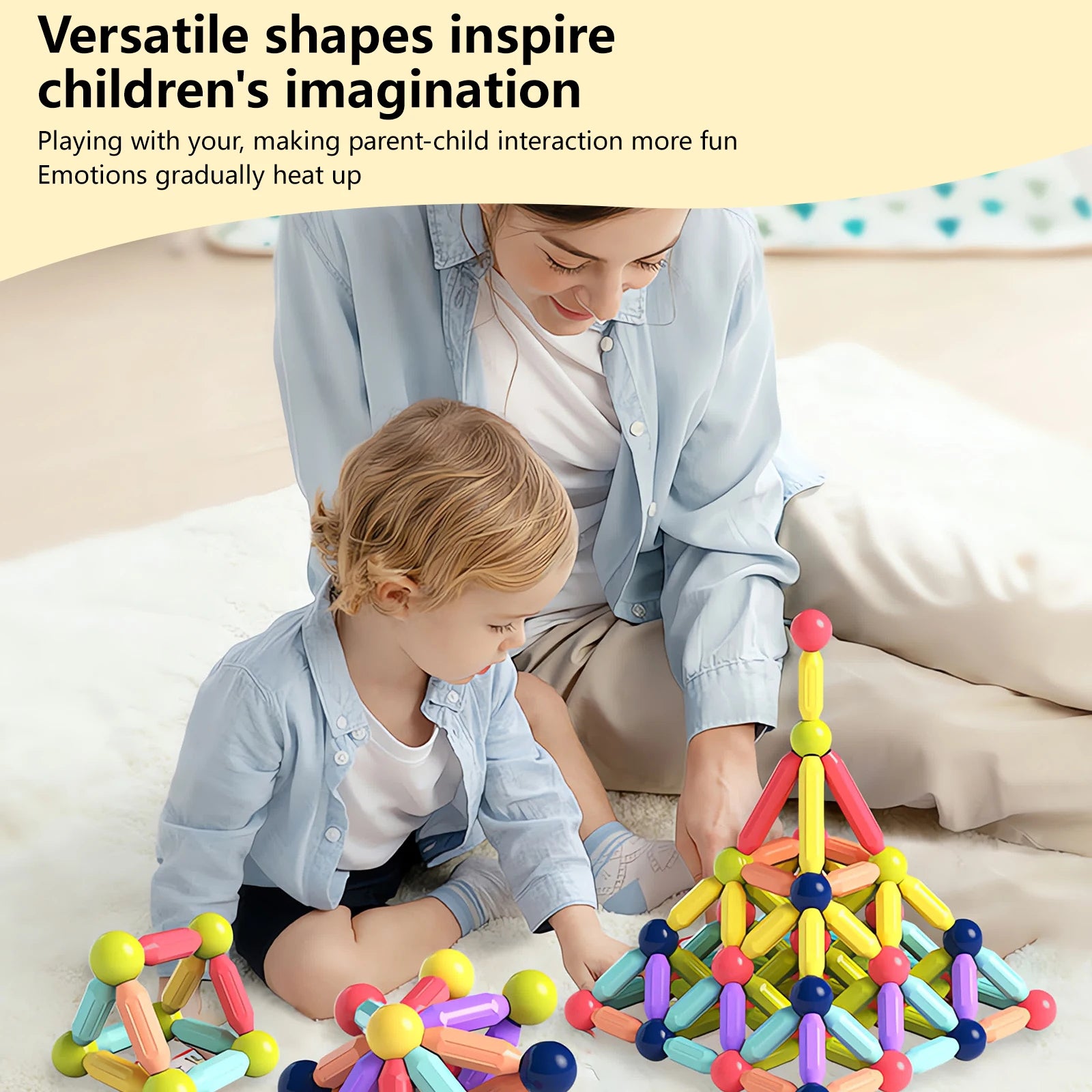 166PCS Magnetic Balls & Sticks Construction Set – Colorful 3D Learning STEM Building Blocks for Kids, DIY Cognitive Educational Toys