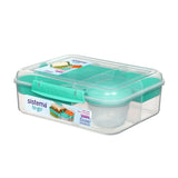 Plastic Bento Lunch Box with Yogurt Pot – Microwave & Freezer Safe Stackable Food Container (Teal)