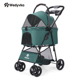 Wedyvko Luxury Detachable Pet Stroller & Rolling Carrier – Four-Wheeled Universal Dog Cart with Cup Holder and Travel Bag