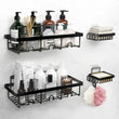 4-Pack Adhesive Stainless-Steel Shower Caddy Organizer – Rustproof Wall Shelves with Hooks