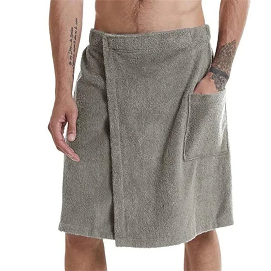 Men’s Wearable Bath Towel with Pocket – Soft Quick-Drying Spa Wrap for Gym, Sauna, Beach & Home
